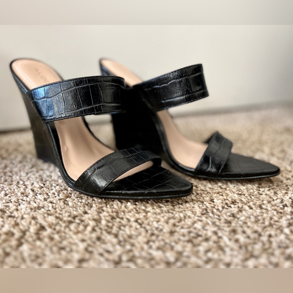 Aldo Black Sandal Wedges - Woman’s Size 6.5 US
